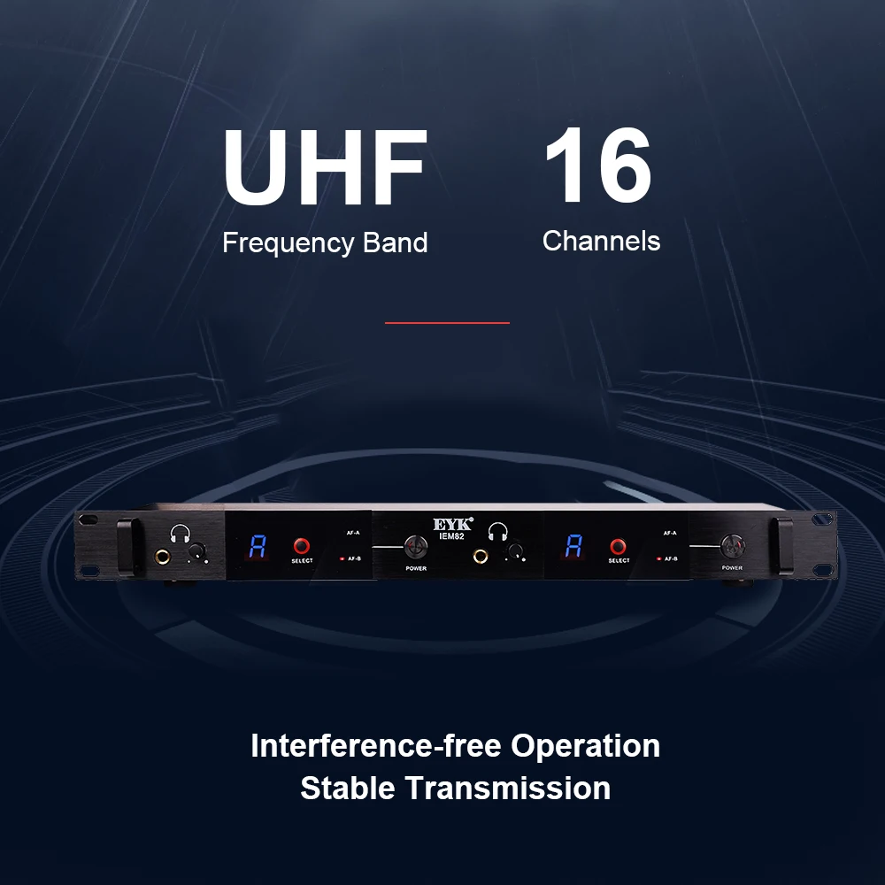 Беспроводная система ушных мониторов EYK IEM82 UHF двухканальная 16 частот выбор