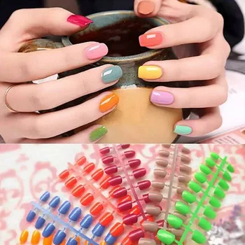 

31 Color 24pcs Short False Nails Fake Nails ABS Artificial Finger Tips Press On Short Round Nail Art Decorations Made up
