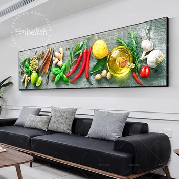 

Embelish Fresh Herbs And Spices Modern Home Kitchen Decor Pictures Large Wall Art Restaurant Posters HD Print Canvas Paintings