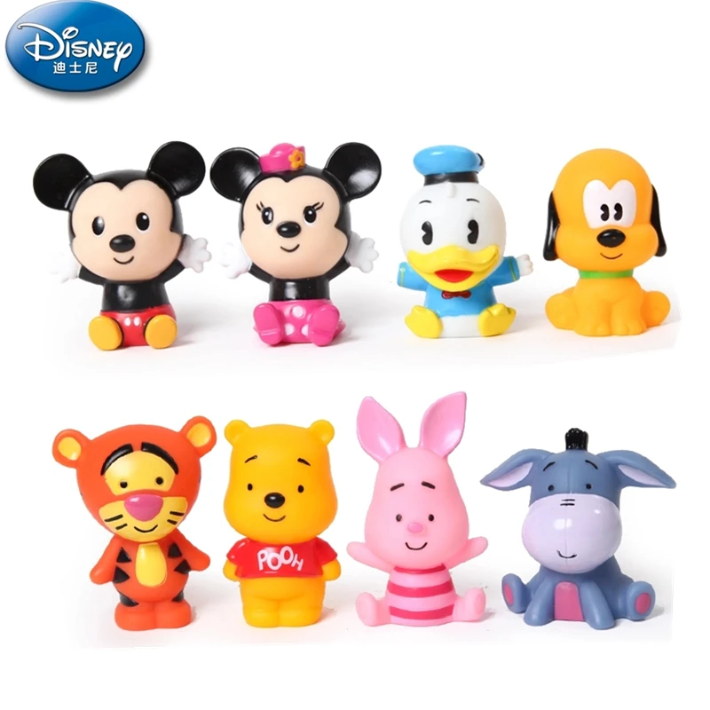 

Disney Mickey Minnie Mouse Winnie Donald Duck Piglet Tigger Eeyore rubber extrusion Bathing Action figure toy for children gift