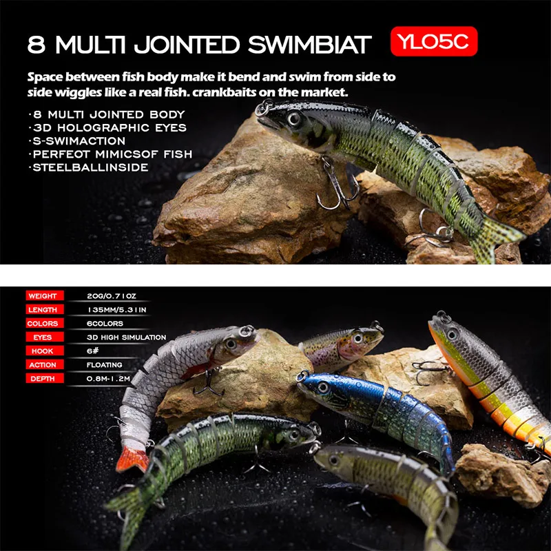 Agoie рыболовная приманка Щука бас Swimbait 13 5 см Мульти сочлененной рыба воблеры