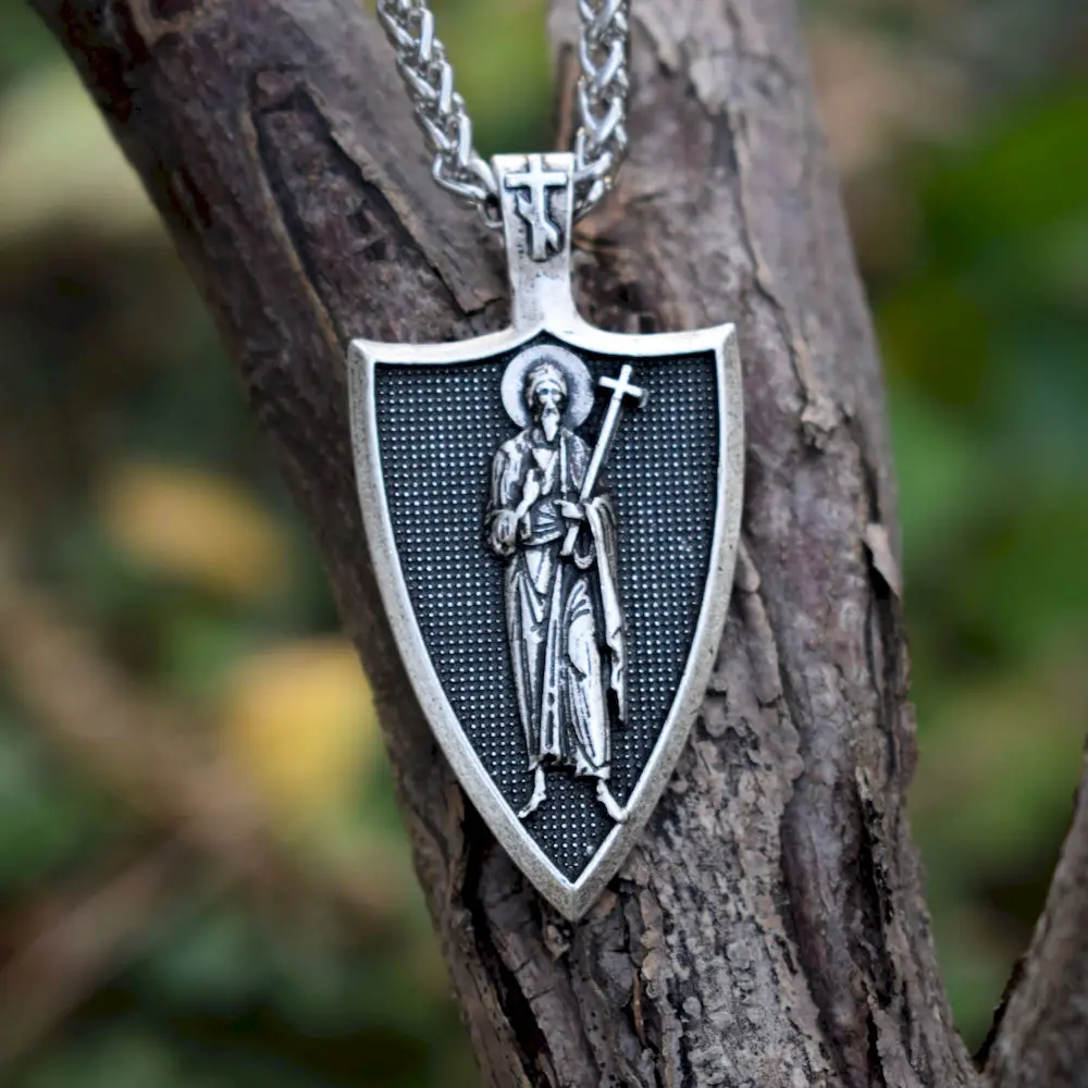 SanLan St. Andrew защитите меня Святой щит с металлической цепью