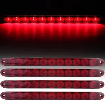 

4Pcs 15 Inch Red Led Stop Brake Turn Tail Light Bar Truck Trailer Rv Car Waterproof With Screws