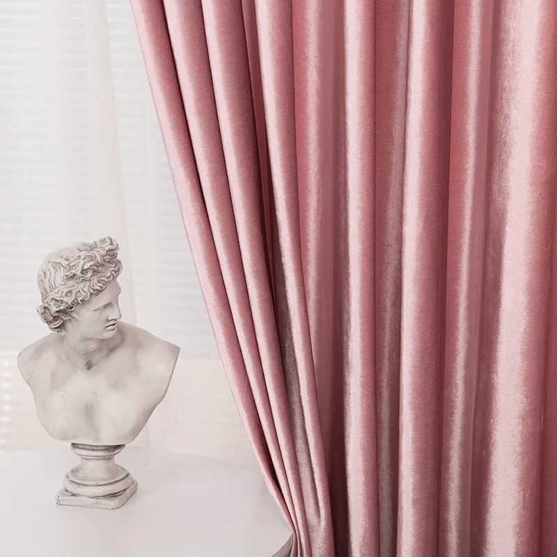 

Thick Italian Velvet Solid Color Shade Simple Korean Style Curtains for Living Room Bedroom Luxury Fabrics Velvet Curtains