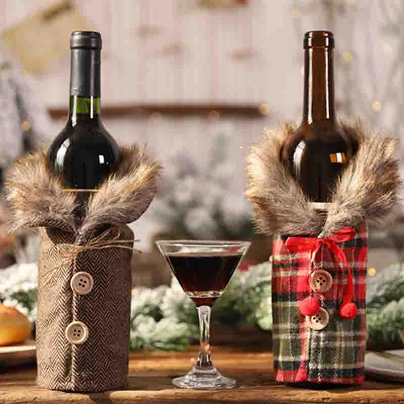 6Pcs Wine Bottle Cover Christmas Wine Bottle Dust Cover Christmas Wine Bottle Bag Gift Bags Decorations New Years Decor Xmas Din