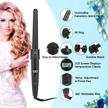 Набор щипцов для завивки волос 6 в 1, набор палочек для завивки волос, церемониальные Алюминиевые полосы с температурным дисплеем для завивки волос и волн