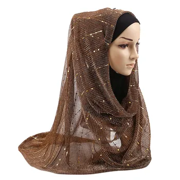 

Hot Sale Muslim Turban For Ladies Fashion Sequins Scarf Head Coverings Scarf Islamic Headscarf Turkish Islam Turban Y819