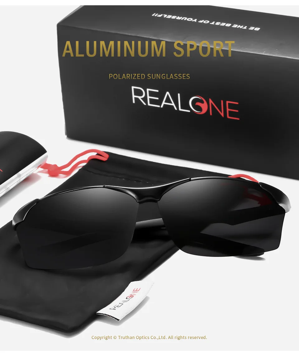 Mens Aluminum Semi-Rimless Sunglasses with Polaroid UV400 Protection Sports Sun Glasses for Men Driving Polarized Sunglass 5597