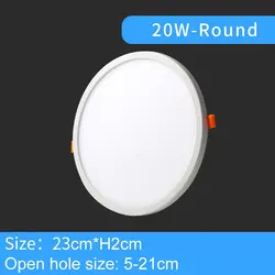 Ultra - Thin LED Recessed Ceiling Panel Light, 220V/230V, Round/Square Design - 3000K - warmwhite (20W - Round)