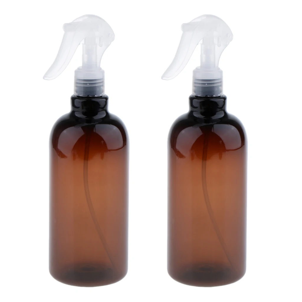 2pcs 500ml Empty Amber Spray Bottles Refillable Container for Essential Oils Cleaning Products Aromatherapy