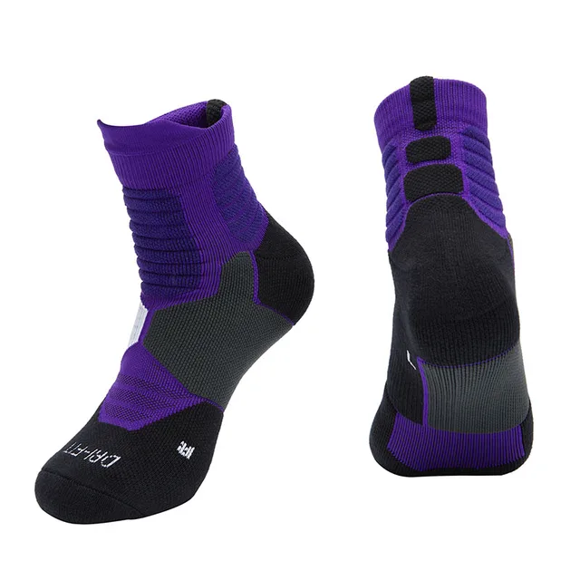 Men Women Fitness Basketball Running Bike Cycling Hiking Sport Socks Outdoor Football Soccer Compression Socks Trekking Socks Pruple