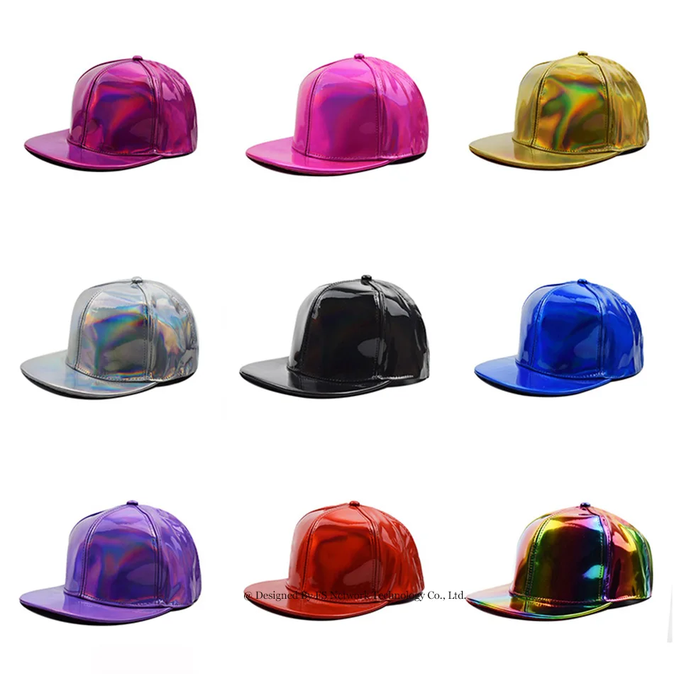 FS Autumn Winter Waterproof Baseball Caps Laser PU Leather Cap Snapback Hip Hop Flat Brim Men Women Adjustable Casquettes Homme