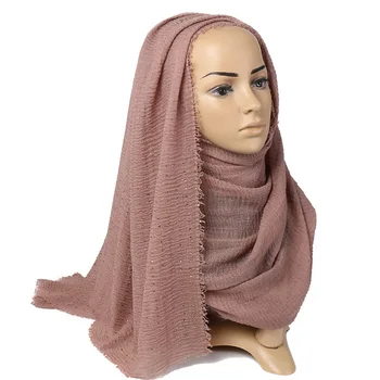 

New Autumn and winter hijab long scarf women's cotton and linen Fringe sequins muslim scarves