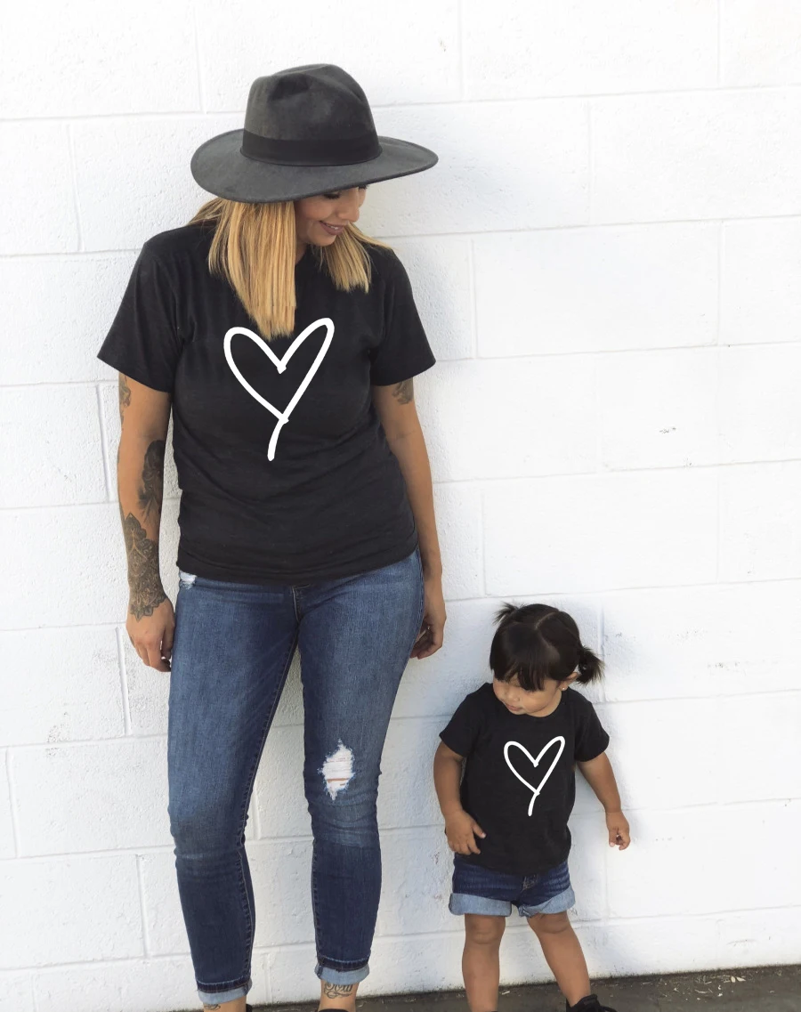 Family Outfits T-Shirt mom Matching Besties Daughter Mommy Mama Son Kids Me And 1pcs