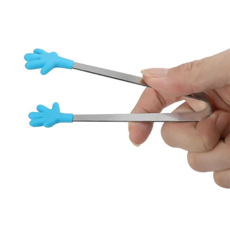 Food Tongs Portable Creative Small Palm Silicone Clip Non-slip Stainless Steel Mini Food kitchen dishes BBQ Clip Kitchen Tool Tongs