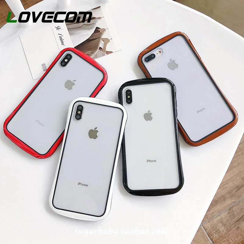 

LOVECOM Fashion Candy Color Frame Phone Case For iPhone XR XS Max 6 6S 7 8 Plus X Shockproof Transparent Soft Phone Back Cover