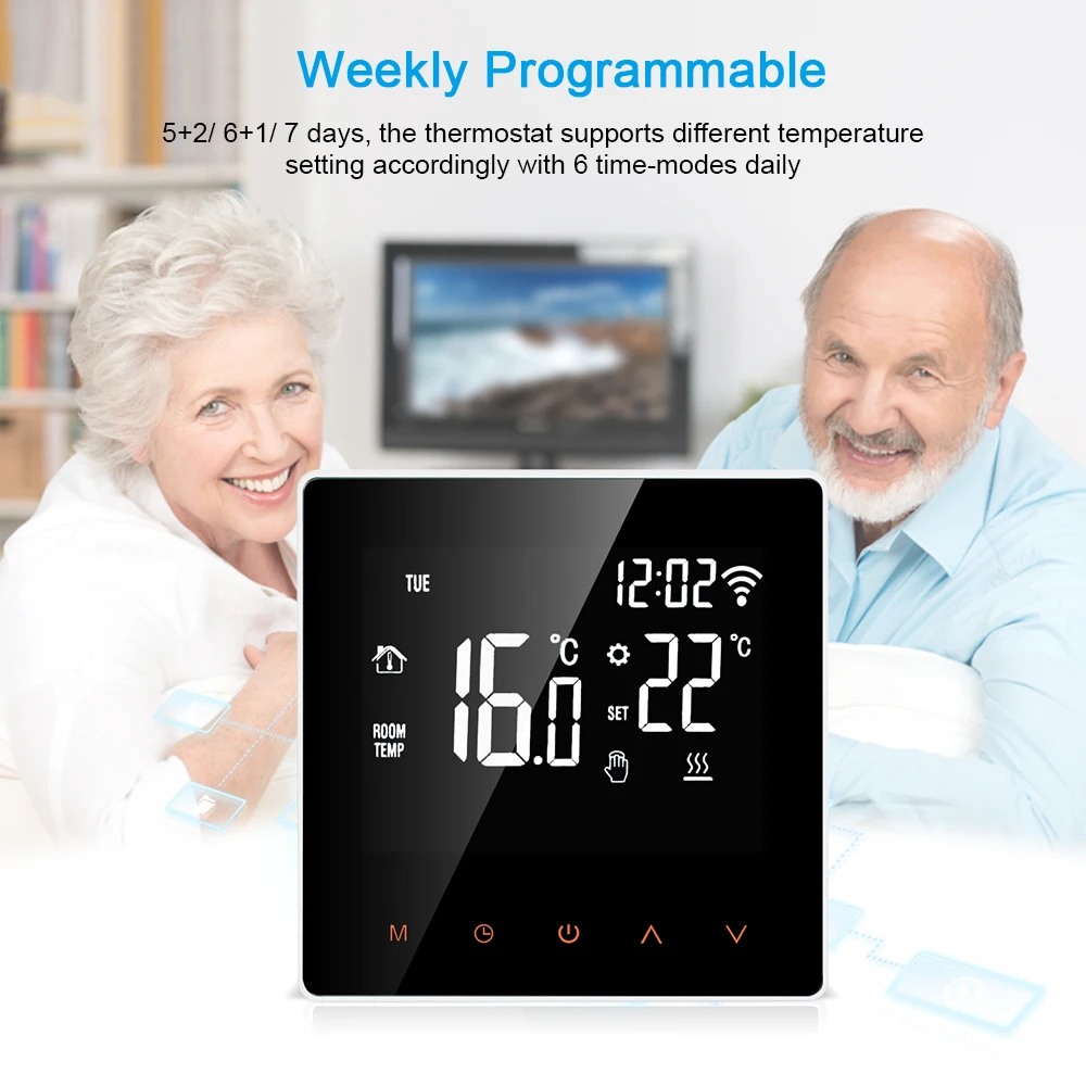 

Hot New Wifi Thermostat Wireless Smart Temperature Controller LCD Touch Screen Electric Floor Heating Thermostat Programmable Th