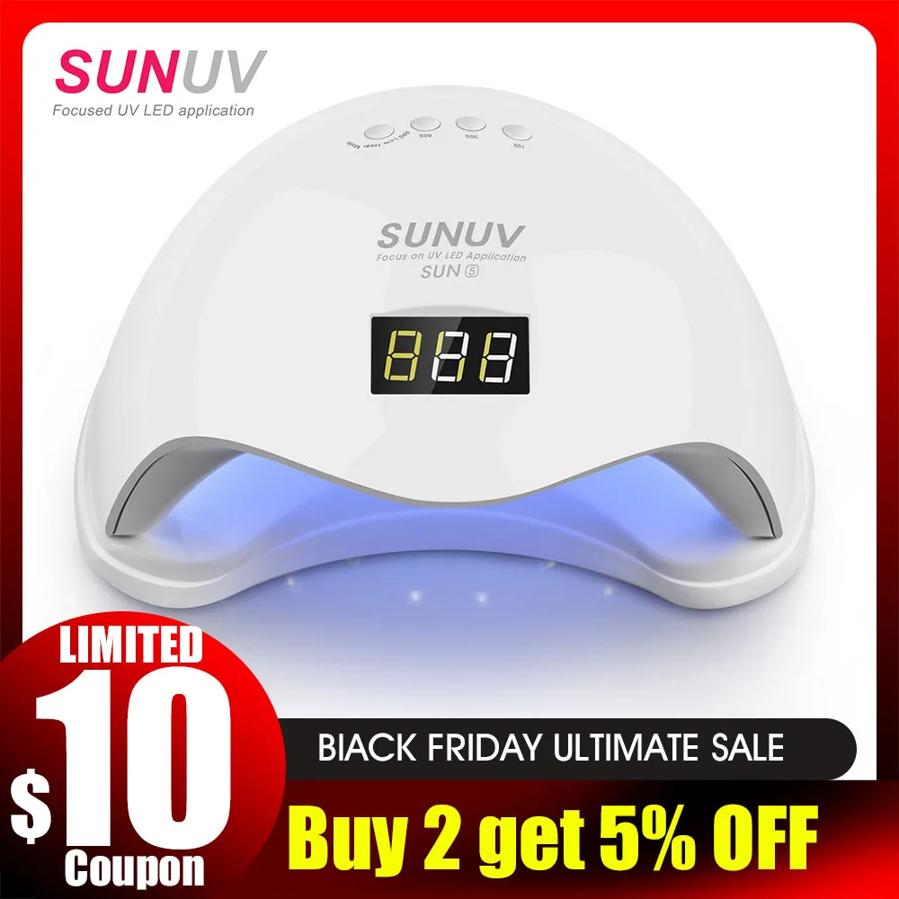 Baratos SUNUV SUN5 48W lámpara LED de doble UV para uñas secador de uñas esmalte de Gel Luz de curado con temporizador LCD inferior de 30 s 60 s