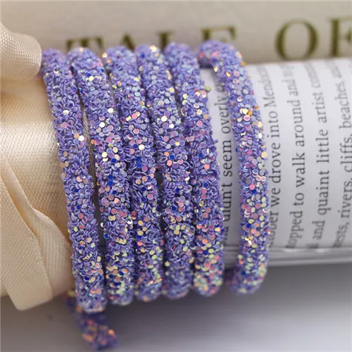 Light purple 6 мм Красочные Блестки Веревка Ювелирные изделия с блестками Декор планки Шнуры DIY шляпа обувь сшить одежду аксессуар Браслет материал 1 метр - Цвет: Light purple