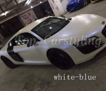 

Satin white - blue pearl chameleon Car Wrap VINYL with Air Bubble Free with low tack glue 3M quality PROTWRAPS 1.52x18m roll