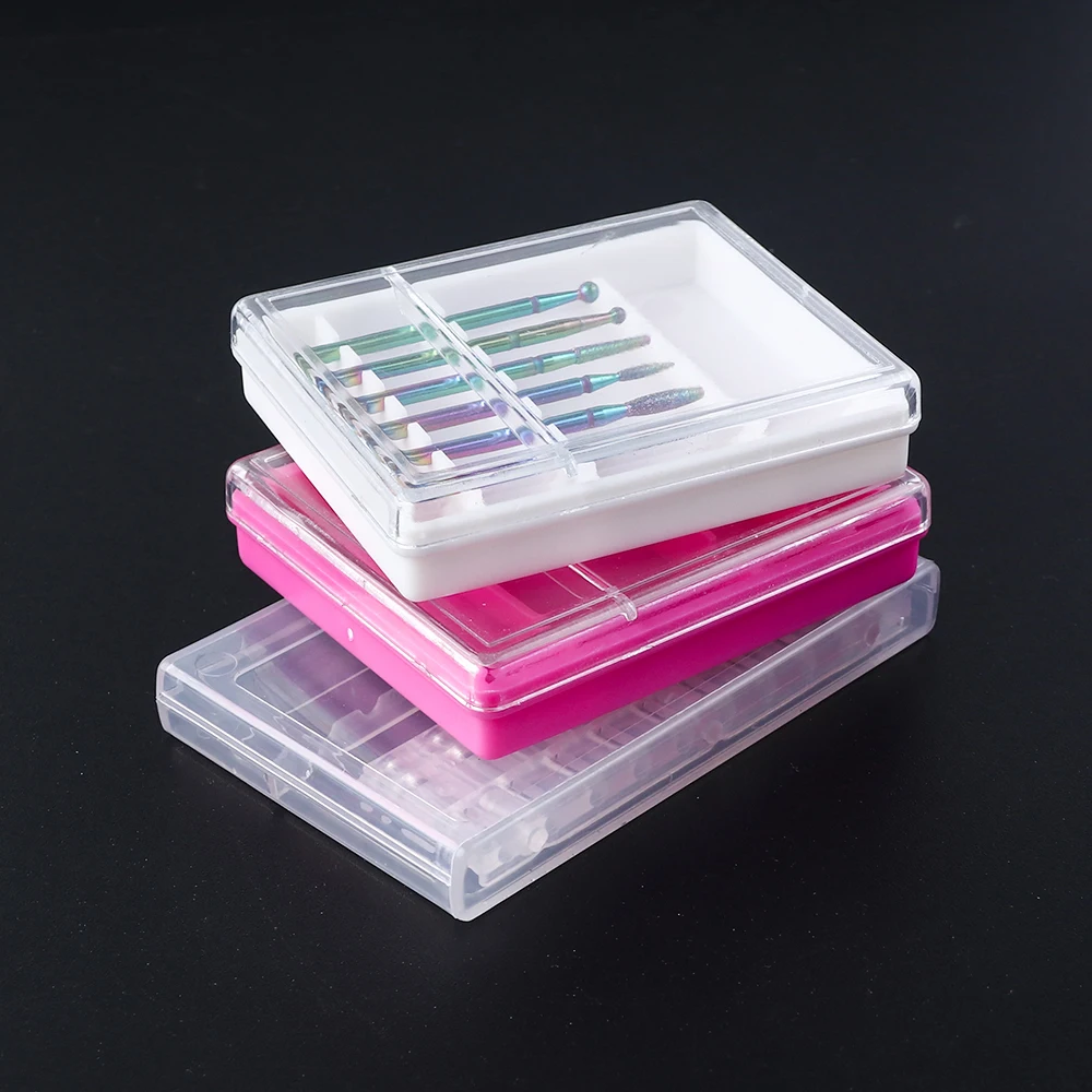 Акриловый контейнер для хранения сверл дизайна ногтей с 6/10 отверстиями пустой