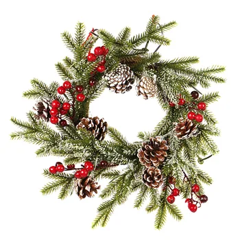 

Christmas Pine Cone And Red Berry Wreath Front Door Decoration Shopping Mall Window christmas decorations 2021 Drop Shipping