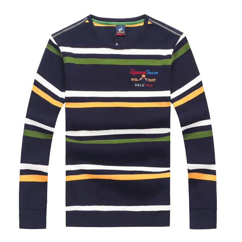 Весна/осень, мужские пуловеры, бренд Tace& Shark, мужской свитер с вышивкой и круглым вырезом, полосатый свитер для мужчин