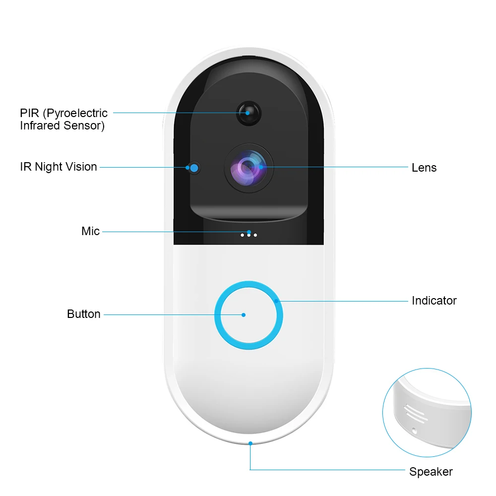 

New wireless doorbell wireless WiFi Video Door Bell Home Security Camera Real-time Intercom with PIR Motion Detection Door Bell