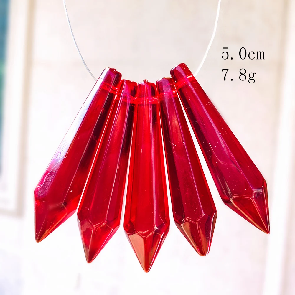 5PCS Crystal Pointed Beads Chandelier Crystals Lamp Prisms Icicle Glass Bead Suncatcher for Windows Decor DIY Hanging Pendant — view 5
