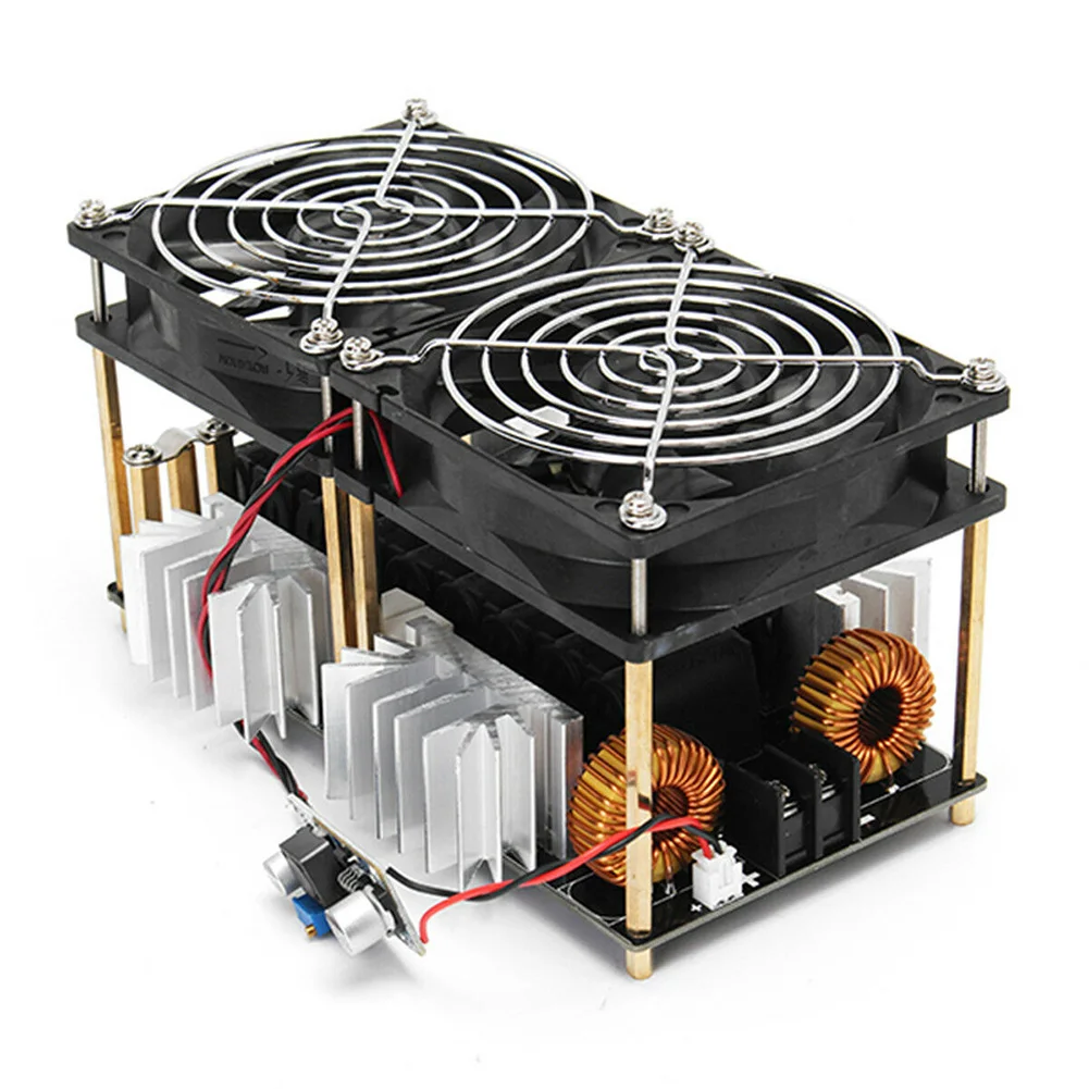 

1800W ZVS PCB High Frequency Coil Stable Dual Fans Durable Low Voltage Module Plate DIY Convenient Induction Heating Board Black