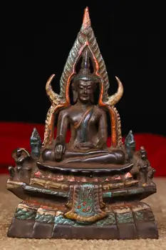 

wedding decoration Tibetan Buddhist copper tires are hand-beating and chiseling to engrave and paint Sakyamuni Buddha statue