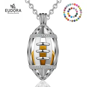 

Eudora 18mm Harmony Ball Pendant Necklace oval Box Locket Crystal CZ Cage with sound Mexican Bola Pregnant ball DIY Jewelry K254