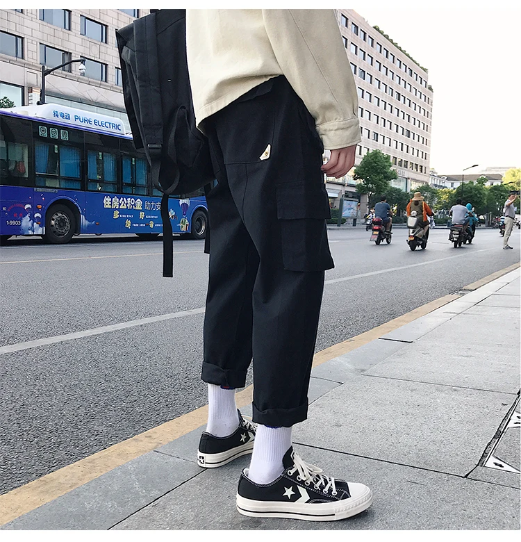 Liketkit Men's Vintage Cargo Pants Male Hip Hop Khaki Pockets Joggers Pants Male Korean Fashion Sweatpants Winter Overalls