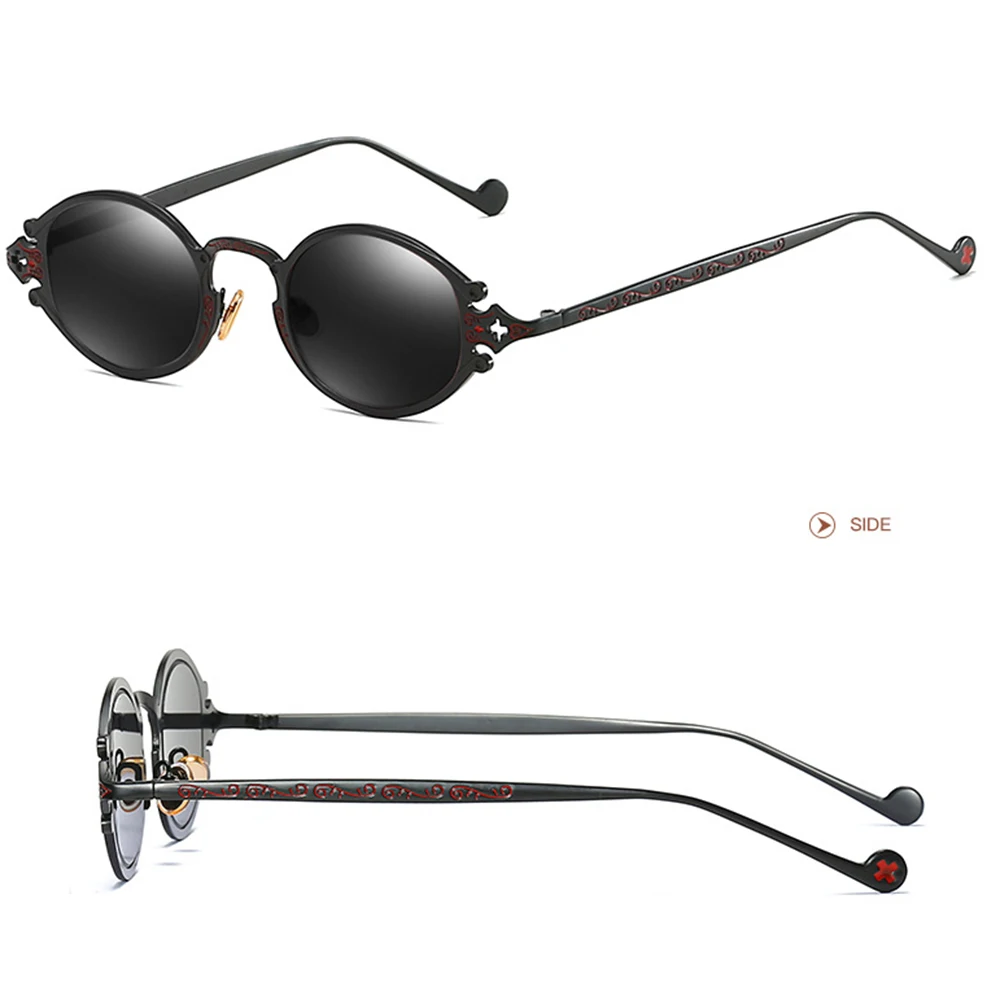 European And American Street Shooting New Glasses Retro Steampunk Sunglasses Gothic Oval Frame Carved Sunglasses Eyewear