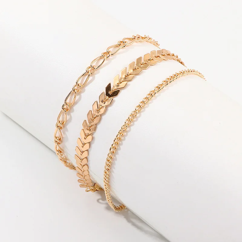 Gold Silver Color Alloy Punk 3 Pcs/Set Ankle Chains Female Simple Anklets for Women 2020 Fashion Summer Beach Foot Jewelry - Image 6