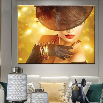 

Diamond Embroidery Beauty in hat DIY Needlework Square Diamond Painting Cross Stitch 5D Rhinestones Mosaic Pattern woman GG858