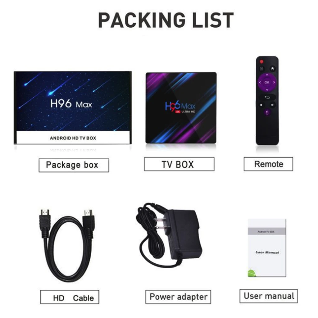 H96 MAX RK3318 Smart TV Box Android 9.0 2/4GB DDR3 16/32/64GB EMMC Media player 4K Google Voice Assistant Netflix Youtube