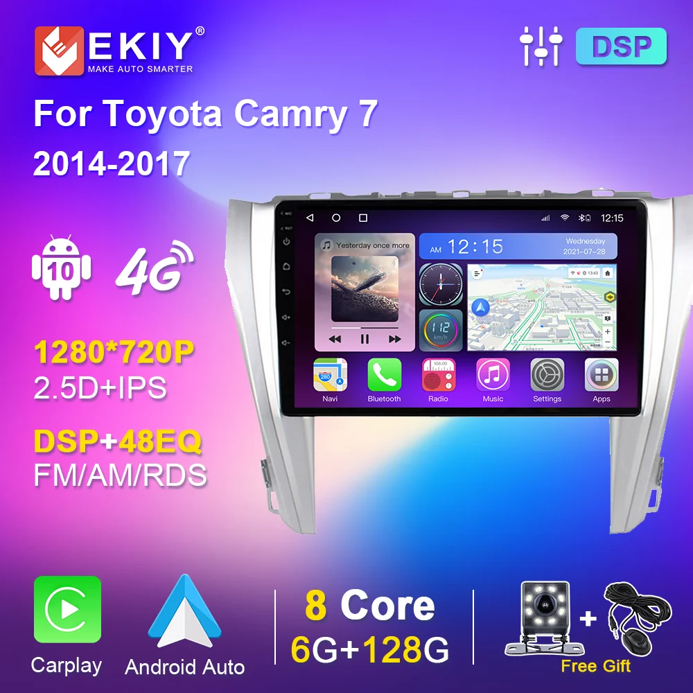 EKIY автомобильный радиоприемник для Toyota Camry 7 2014 2015 2016 2017 мультимедийный навигатор
