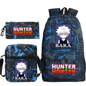 

Kids Hunter X Hunter BAKA Backpack 3pcs Set Pencil Case Crossbody Bag Teens Mochila Boys Girls Bookbag Students Anime Schoolbag