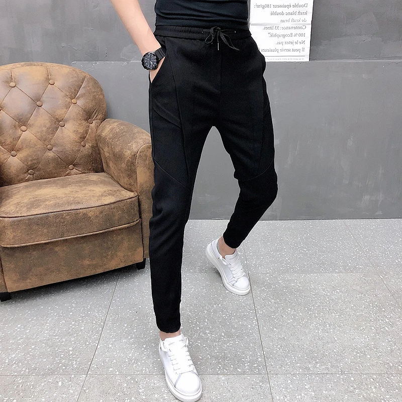 Fashion Korean Solid Joggers Men High Quality Autumn Winter Thick Pants Men Slim Fit Drawstring Mens Casual Pants Black/Gray 36 Fashion Korean Solid Joggers Men High Quality Autumn Winter Thick Pants Men Slim Fit Drawstring Mens Casual Pants Black/Gray 36
