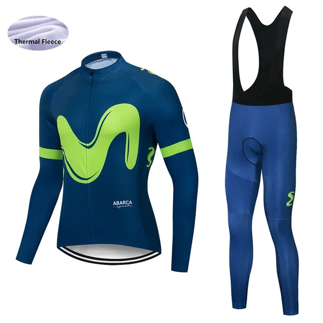 C9 movistar UCI mtb go pro осень термальный флис Велоспорт Джерси Набор ropa ciclismo hombre maillot ciclismo велосипедная одежда 9D - Цвет: C9