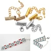 10set/lot Crimp End Beads Slide End Clasp With Chain Buckles Tubes Slider End Caps Connectors For DIY Jewelry Making Accessories ► Photo 1/6