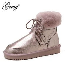 2021 New Style Sheep Fur Lined Women Fashion Ankle Winter Boots Casual Snow Boots Winter Shoes Flats Waterproof