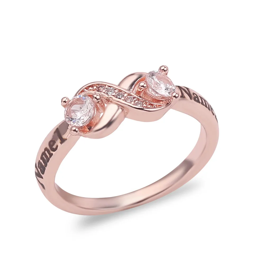 

Personalized Jewelry Custom 2 Name Infinity Ring Custom Heart Birthstone & Name Ring Anniversary Gift Women Wedding Rings