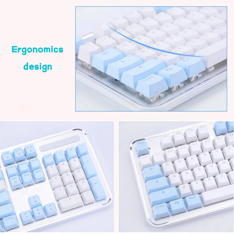 RK960 104 Keys Pink Mechanical Gaming Keyboard PBT Keycaps USB Wired Gamer Keyboard For PC/Laptop With All Keys Anti-ghosting