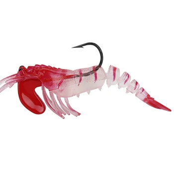 

5pcs/set Artificial Bait False Multi Joint Shrimp Shape Night Luminous Lifelike Sink Soft Lure Fishing Accessories With Fishhook