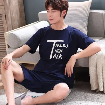 

Comfortable pajamas men's cotton short sleeves can be worn youth casual men's pajamas 2020 summer thin cotton home service