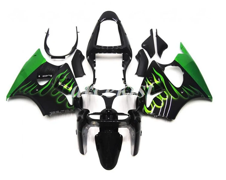 

4Gifts New ABS Motorcycle Full Fairing kit Fit for kawasaki Ninja ZX-6R 636 6R 00 02 01 2000 2001 2002 Bodywork set Flame Green