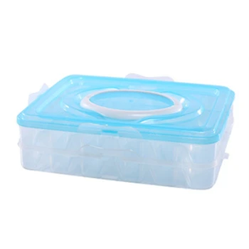 

Portable 4 Layers Non-Stick Storage Box with Lid Handle for Refrigerator Dumplings Preservation Blue Four Layers