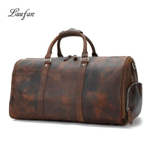 Luufan, винтажная Мужская Дорожная сумка из кожи Crazy horse, большая дорожная сумка из натуральной кожи, сумка из коровьей кожи, сумка для багажа, сумки на выходные